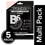 Ponds Activated Charcoal Clear Detox Skin, With Vitamin B6 Sheet Mask 5 x 25 ml Multipack