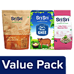 Sri Sri Tattva Pure Cow Ghee, 1 L + Organic Jaggery, 500 g + Daily Choice Basmati Rice, 1 kg Combo 3 Items
