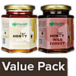 Nutriwish Pure Organic Honey-Acacia 350 g + Pure Organic Honey-Wild Forest 350 g Combo 2 Items
