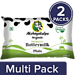 Akshayakalpa Organic Probiotic Buttermilk - Plain, Low-Calorie 2x200 ml Multipack