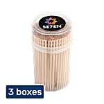 Se7en Wooden Toothpick - With High Quality Material, Eco-Friendly 3 x 180 pcs Multipack