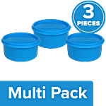 Princeware Store Fresh Round Container - Plastic, Durable, BPA Free, Blue 3 x 100 ml Multipack