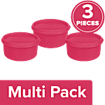 Princeware Store Fresh Round Container - Plastic, Durable, BPA Free, Pink 3 x 100 ml Multipack