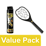 HIT Anti Mosquito Racquet, 1 pc + Mosquito & Fly Killer Spray, 400 ml Combo 2 Items