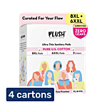 Plush Ultra Thin Sanitary Pads With 2 Liners - 8 XL & 6 XXL 4x14 pcs (Multipack)