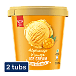 Kwality Wall's The Dairy Factory Alphonso Mango Ice Cream 2 x 700 ml Tub (Multipack)