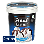 Amul Sugar Free Ice Cream - Vanilla,  With Chocolate Sauce 2 x 125 ml Multipack
