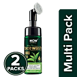 Wow Skin Science Green Tea Foaming Face Wash - With Built-In Face Brush For Deep Cleansing 2x150 ml Multipack