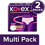 Kotex Overnight Period Panties - 360 Degree Anti-Leakage Protection, M/L 2x2 pcs Multipack