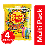 Chupa Chups Sour Bites Mixed Fruit Flavour Soft & Chewy Toffee 4x61.6 g Multipack