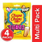 Chupa Chups Sour Mini Tubes Mixed Fruit Flavour Soft & Chewy Toffee 4x61.6 g Multipack