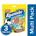 Alpenliebe Lollipop Assorted Orange, Strawberry & Caramel Flavour - Family Pack 3x64 g Multipack