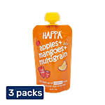 Happa Apples + Mangoes + Multigrain Puree Organic Baby Food - Stage 3, 8 Months+ 3x100 g (Multipack)