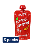 Happa Apples + Bananas Organic Fruits Puree Baby Food - Stage 2 3x100 g (Multipack)
