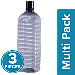 bb home Leo Plastic PET Water Bottle - Break Resistant, Leak Proof, Narrow Mouth, Black 3 x 1 L Multipack