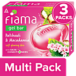 Fiama Patchouli & Macadamia Gel Bar - Makes Soft Glowing Skin, With Skin Conditioner 3x125 g Multipack