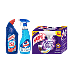 bb Combo Harpic Toilet Cleaner, 1 L & Drain Xpert 8 x 45 g + Colin Cleaner, 500 ml Combo (3 items)