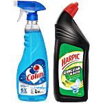 bb Combo Harpic Germ & Stain Blaster Disinfectant Toilet Cleaner Liquid, Citrus, 750 ml + Colin Glass & Surface Cleaner Liquid Spray, Regular, 500 ml Combo 2 items