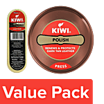Kiwi Shoe Shine Brush - Leather 1 Pc - Mini + Kiwi Shoe Polish - Dark Tan 40g Combo 2 items