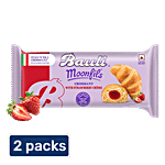 Bauli Moonfils -  Strawberry Flavoured, Centre Filled Puff Rolls, Italian Recipe, Soft 2x50 g Multipack