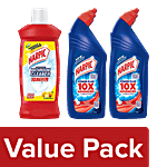 Harpic Disinfectant Toilet Cleaner, Original 2x1 L + Bathroom Cleaner Liquid Lemon, 1 L Combo 3 Items