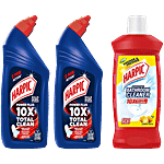 Harpic Disinfectant Toilet Cleaner, Original 2x1 L + Bathroom Cleaner Liquid Lemon, 1 L Combo 3 Items