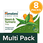 Himalaya Neem & Turmeric Bathing Soap, Cleanses & Purifies Skin 8x125 g Multipack