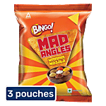 Bingo! Mad Angles Mmmmm Masala - Corn-Based Crunchy Chips, Perfect For Snacking 3X33 g Pouch Multipack