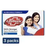 Lifebuoy Care Soap Bar, 100% Stronger Germ Protection, Active Silver Formula 3X41 g Multipack