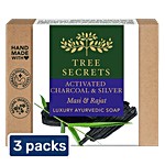 Tree Secrets Luxury Ayurvedic Soap - Activated Charcoal & Silver 3x125 g Multipack