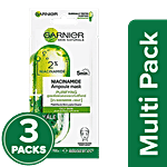 Garnier Niacinamide Ampoule Face Sheet Mask - With Kale, For Oily Skin 3 x 15 g Multipack