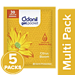 Odonil  Gel Pocket - Citrus Bloom, Long Lasting Fragrance, Provides Germ Protection 5 x 10 g Multipack