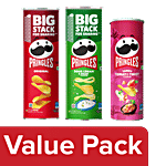 Pringles Potato Chips - Sour Cream & Onion + Classic Salted,141g + Tangy Tomato 102g Combo (3 Items)