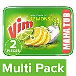 Vim Vim dishwash-bar-lemon 500 g 2x500 g (Get 1 Scrubber Free) (Multipack)