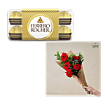 bb Combo Ferrero Chocolate 16 Pcs Box + Floral 5 Gerberas Bouquet Red 1 pc BB COMBO 2 items