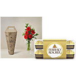 bb Combo Ferrero Chocolate 16 Pcs Box + Floral 5 Gerberas Bouquet Red 1 pc BB COMBO 2 items