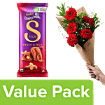 bb Combo Cadbury Dairy Milk Silk Fruit Nut Bar 129 g + Floral 5 Gerberas Bouquet Red 1 pc BB COMBO 2 items