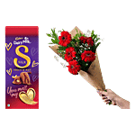 bb Combo Cadbury Dairy Milk Silk Fruit Nut Bar 129 g + Floral 5 Gerberas Bouquet Red 1 pc Combo (2 Items)