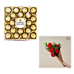 bb Combo Ferrero Chocolate 24 pcs Box + Floral 5 Gerberas Bouquet Red 1 pc BB COMBO 2 items