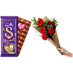 bb Combo Cadbury Dairy Milk Silk Chocolate 144 g + 5 Red Gerberas Bouquet Combo (2 Items)
