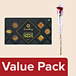 bb Combo Lindberg Assorted Choco Treats 200 g Box, 18 pcs + Fresho Rose Red Flower 1 pc BB COMBO 2 items