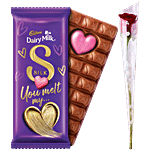 bb Combo Cadbury Dairy Milk Silk Chocolate, 144 g + Rose Red Flower Combo (2 Items)