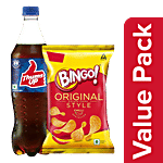 bb Combo Bingo Flat Cut Spicy Potato Chips Original Style,90g + Thums Up Soft Drink,750ml Combo 2 Items