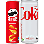 bb Combo Pringles Original Potato Crisps, 107 g + Coca Cola Diet Coke Soft Drink, 300 ml Combo (2 Items)