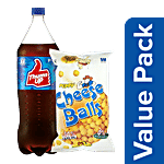 bb Combo Peppy Cheese Balls, No Onion Or Garlic, 60 g + Thums Up Soft Drink, 2.25 L Combo (2 Items)
