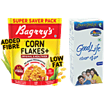 bb Combo Bagrry`S Corn Flakes Plus Original 800 g+ Nandini GoodLife UHT Toned Milk,1L Combo 2 Items