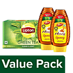 bb Combo Lipton Clear & Light Green Tea(25 Bags x 1.3 g Each) + Dabur Pure Honey, 400g Combo 2 Items