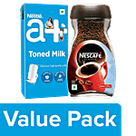 bb Combo Nescafe Classic Instant Coffee Powder, 180 g + Nestle a+ Toned Milk, 1 L Combo (2 Items)