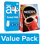 bb Combo Nescafe Classic Instant Coffee Powder, 200 g + Nestle a+ Toned Milk, 1 L Combo (2 Items)