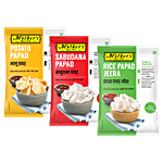 Mother's Recipe Papad - Potato With Rock Salt,70g + Rice Papad Jeera,75g + Papad Sabudana,70g Combo 3 Items